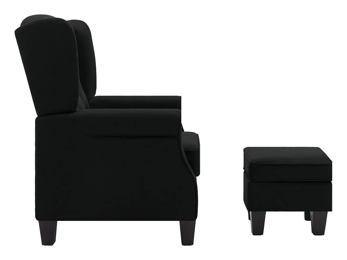 Sillón de salón | Silla de relax con reposapiés de tela negro SHL4697