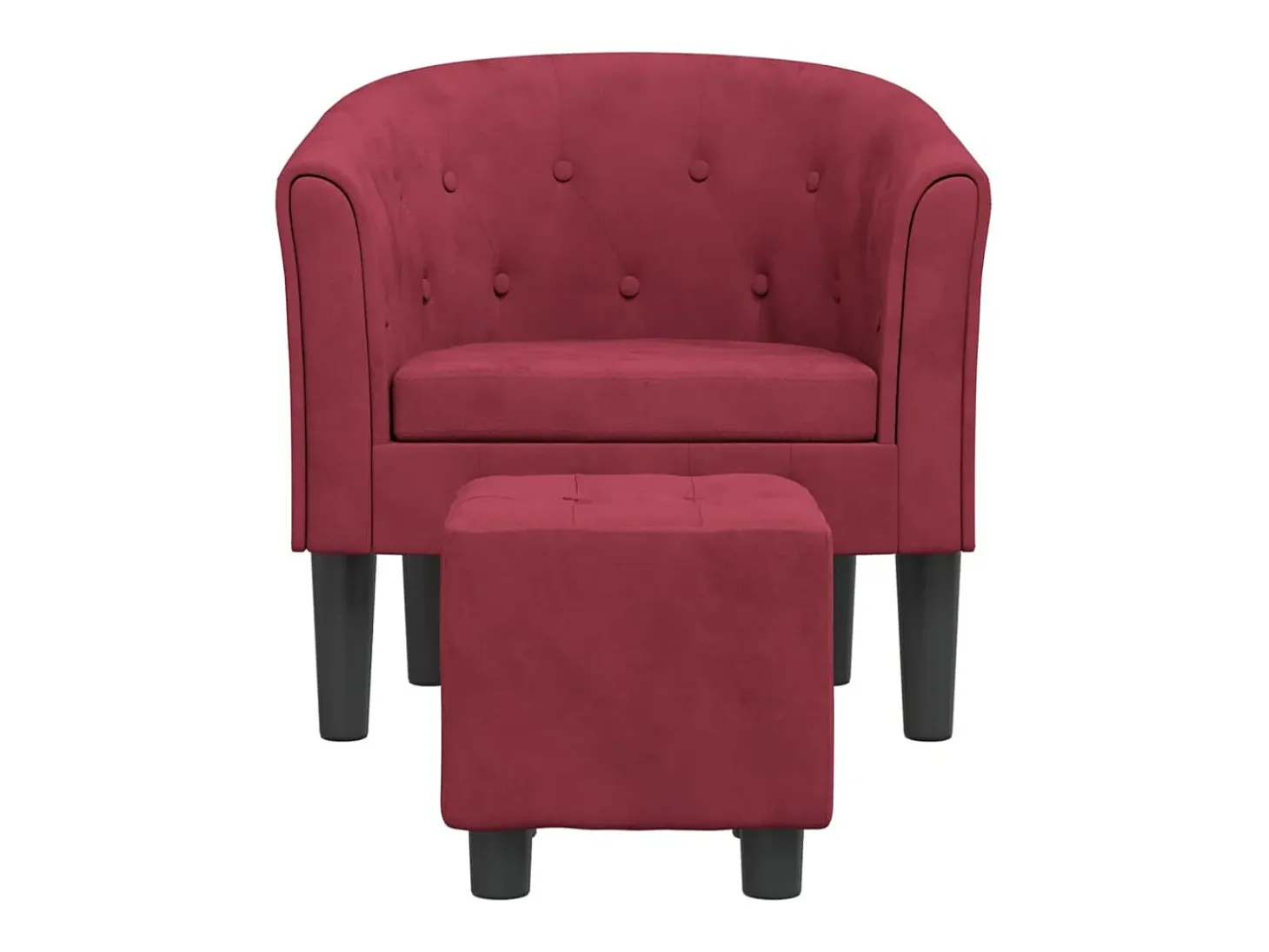 Sillón de salón | Silla de relax con taburete terciopelo rojo tinto SHL2362