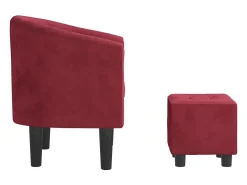 Sillón de salón | Silla de relax con taburete terciopelo rojo tinto SHL2362