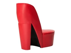 Sillón de salón con forma de zapato de tacón cuero sintético rojo SHL6038