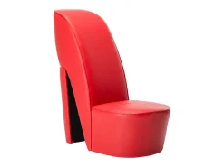Sillón de salón con forma de zapato de tacón cuero sintético rojo SHL6038