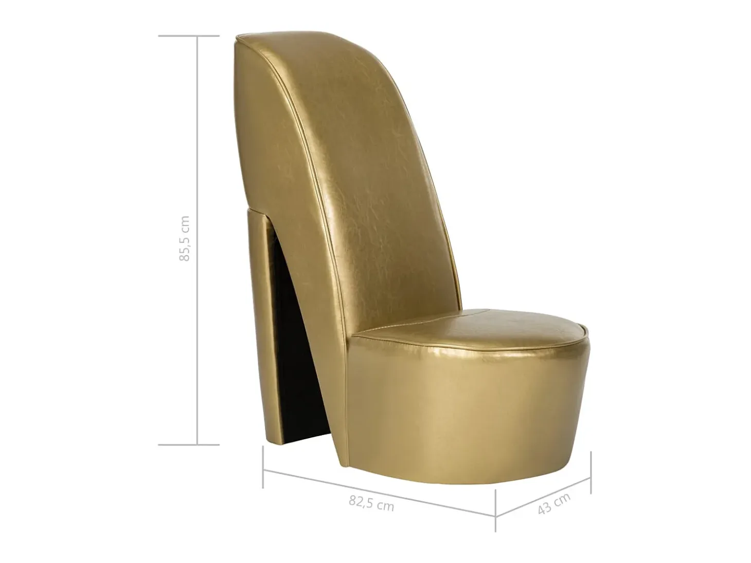 Sillón de salón con forma de zapato de tacón cuero sintético dorado SHL9237