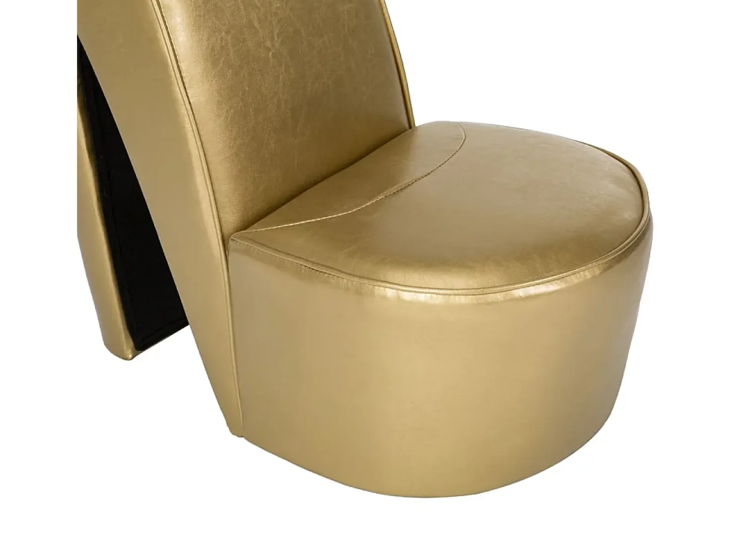 Sillón de salón con forma de zapato de tacón cuero sintético dorado SHL9237