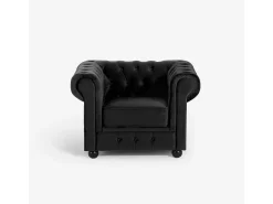 Sillón de salón de estilo clásico Chesterfield de terciopelo Coventry - Negro