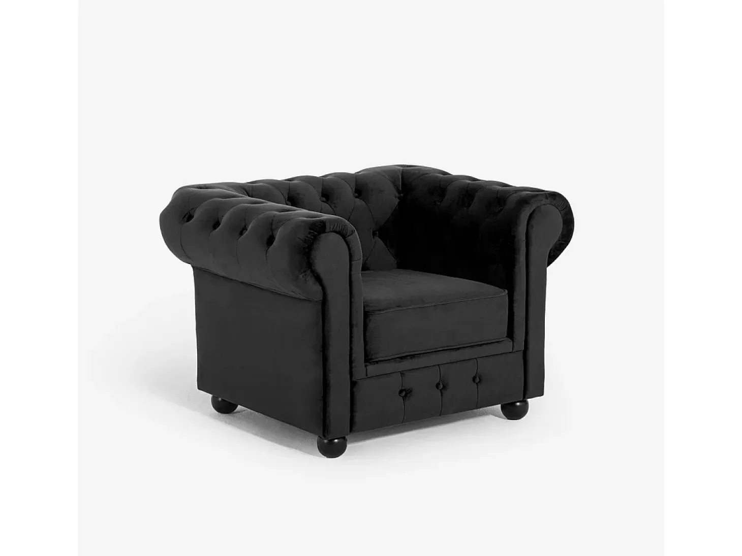 Sillón de salón de estilo clásico Chesterfield de terciopelo Coventry - Negro