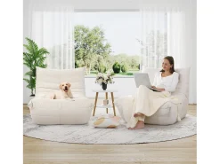 Sillón de sillón de beige en beige - asiento profundo 62 cm - 80x85x84cm