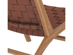 Sillón de teca y cuero tejido marrón - Kuna