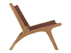 Sillón de teca y cuero tejido marrón - Kuna