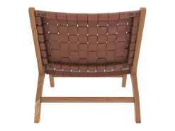 Sillón de teca y cuero tejido marrón - Kuna