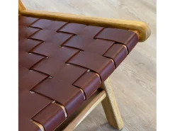 Sillón de teca y cuero tejido marrón - Kuna