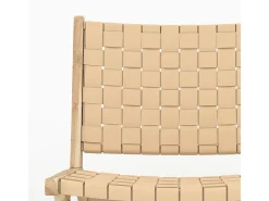 Sillón de teca y cuero trenzado beige - Kuna