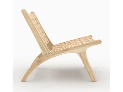 Sillón de teca y cuero trenzado beige - Kuna