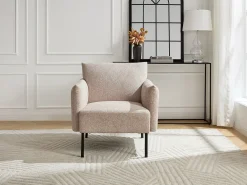 Sillón de tejido texturizado color beige GERALDIA