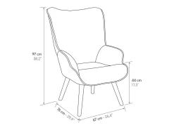 Sillón de tela a rayas blancas y negras con patas de madera - HAVANA