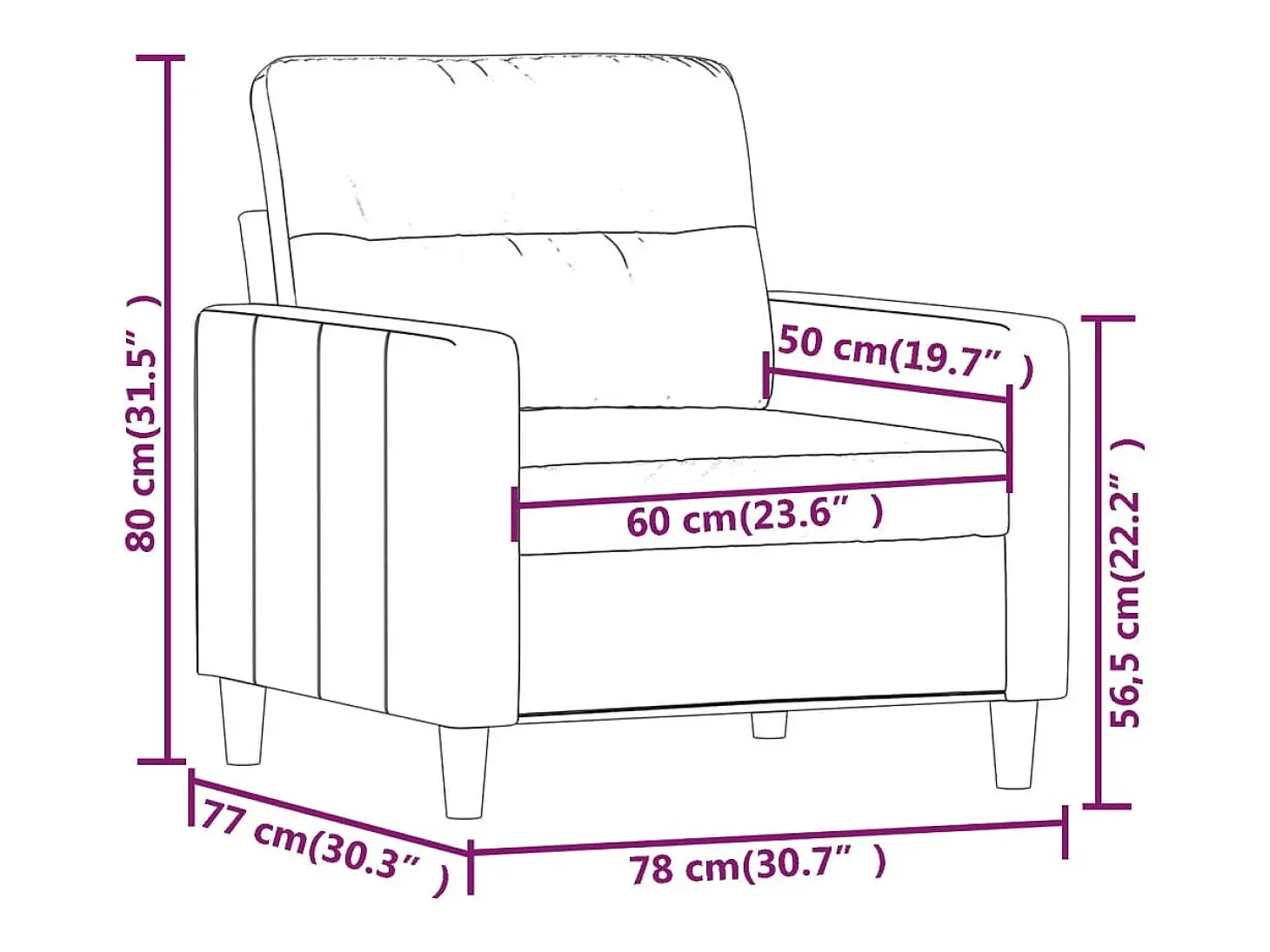 Sillón de tela amarillo claro 60 cm