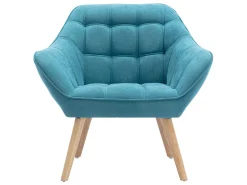 Sillón de tela azul acolchado. Estilo escandinavo. CASERTA