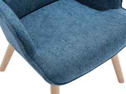 Sillón de tela azul capitoné. Estilo escandinavo. VATELY