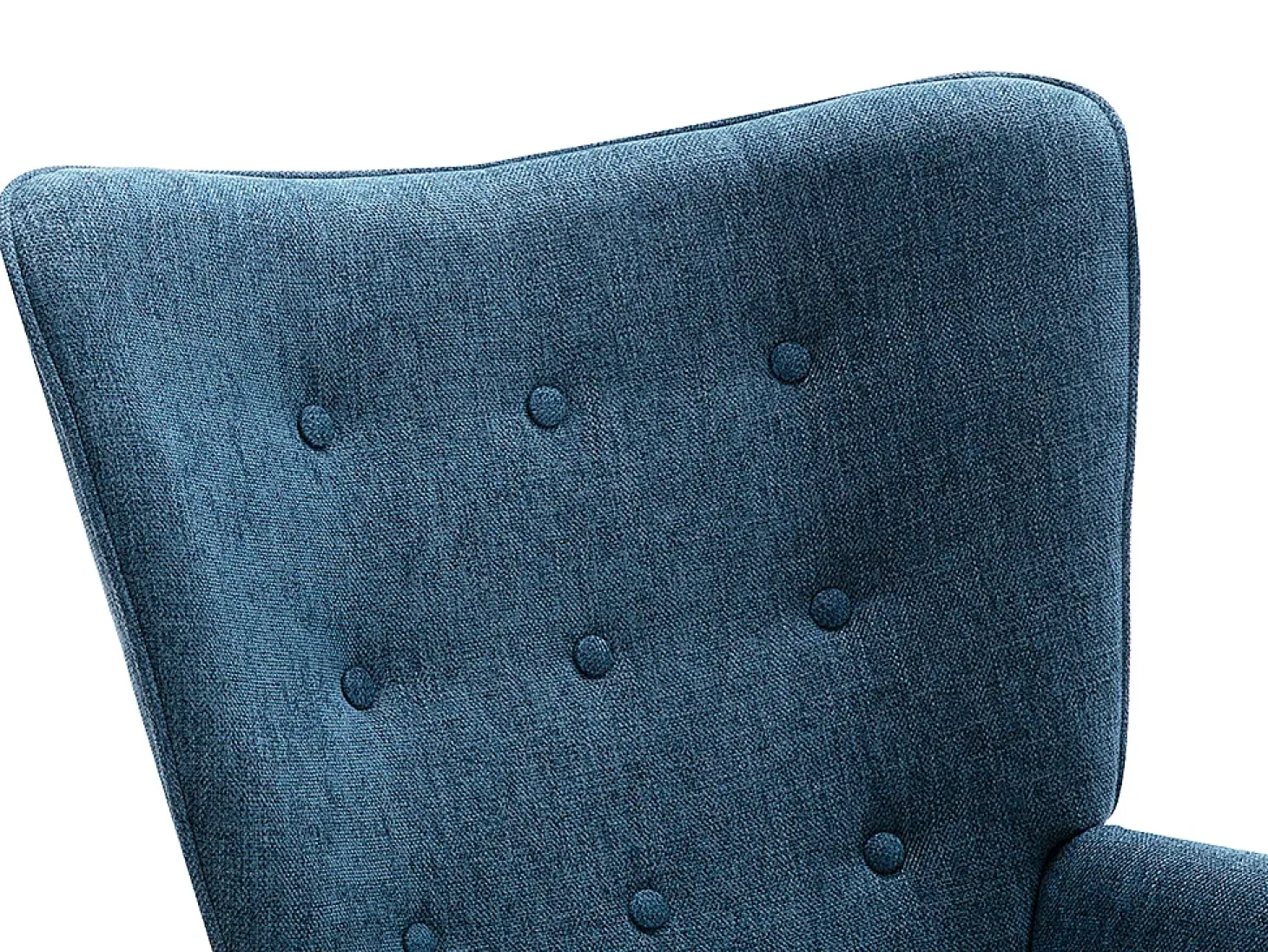 Sillón de tela azul capitoné. Estilo escandinavo. VATELY