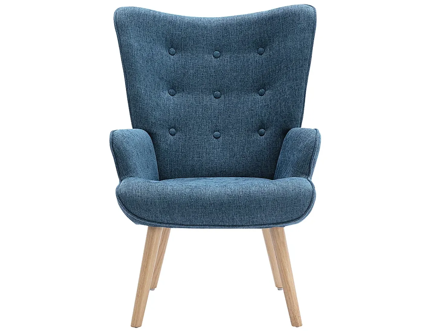 Sillón de tela azul capitoné. Estilo escandinavo. VATELY