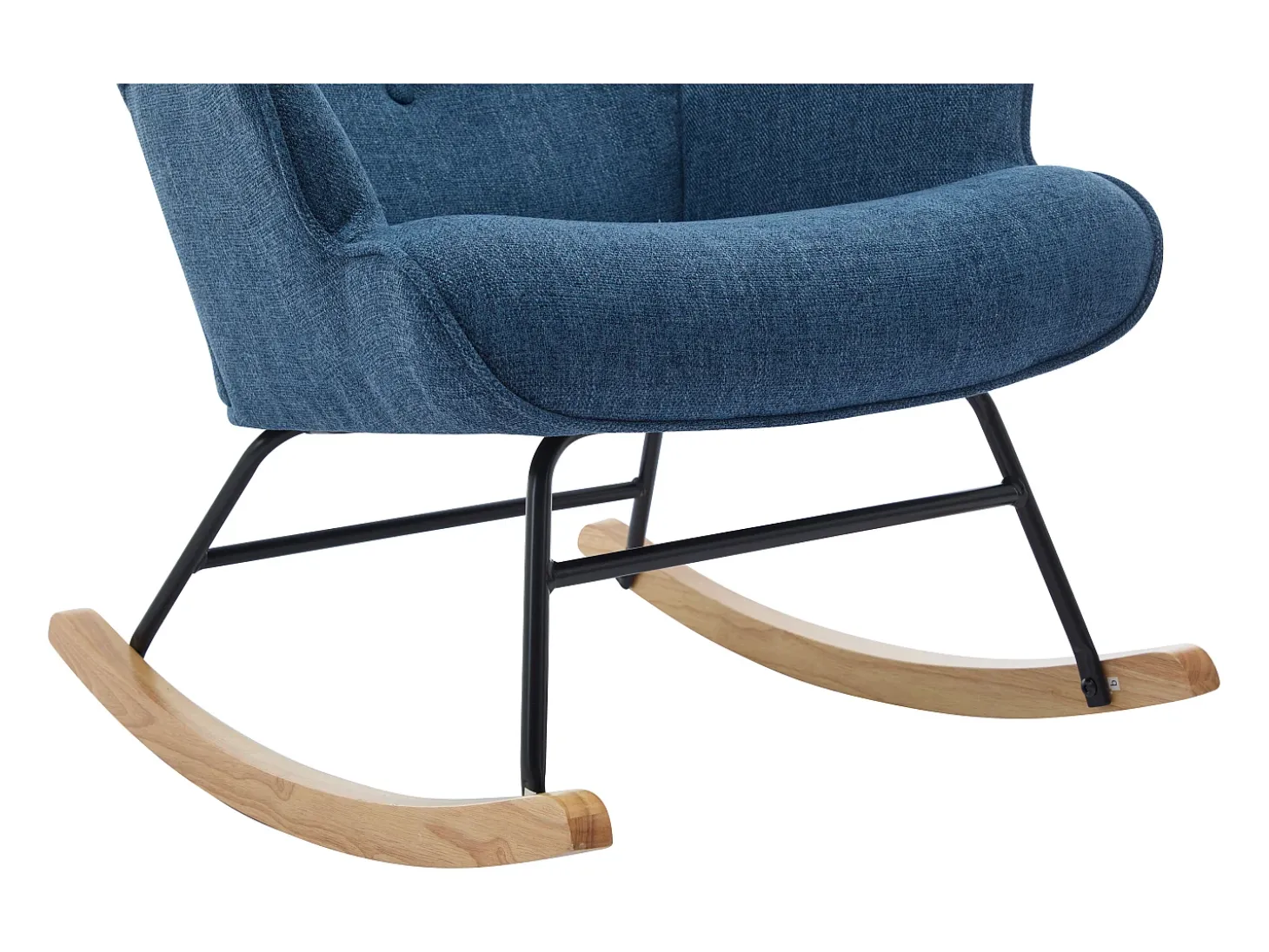 Sillón de tela azul jaspeado con base mecedora ELMINA