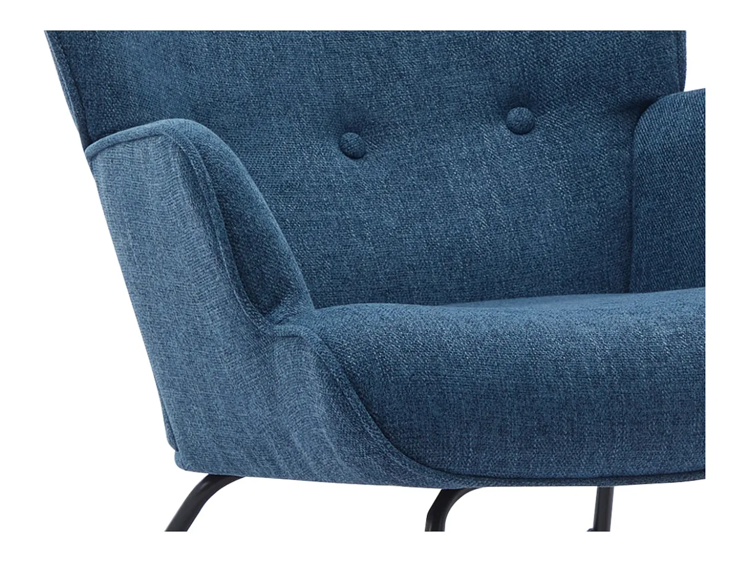 Sillón de tela azul jaspeado con base mecedora ELMINA