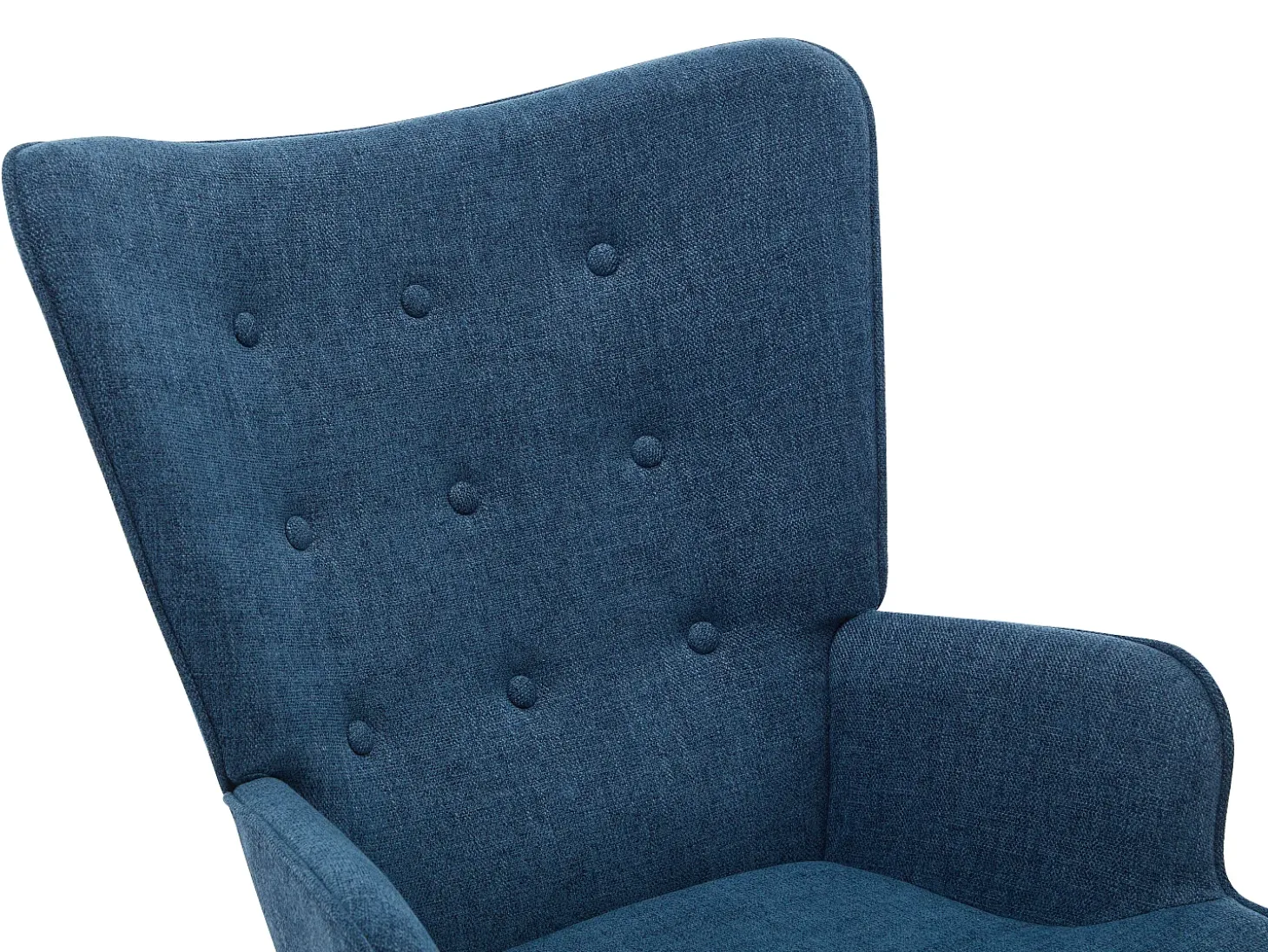 Sillón de tela azul jaspeado con base mecedora ELMINA