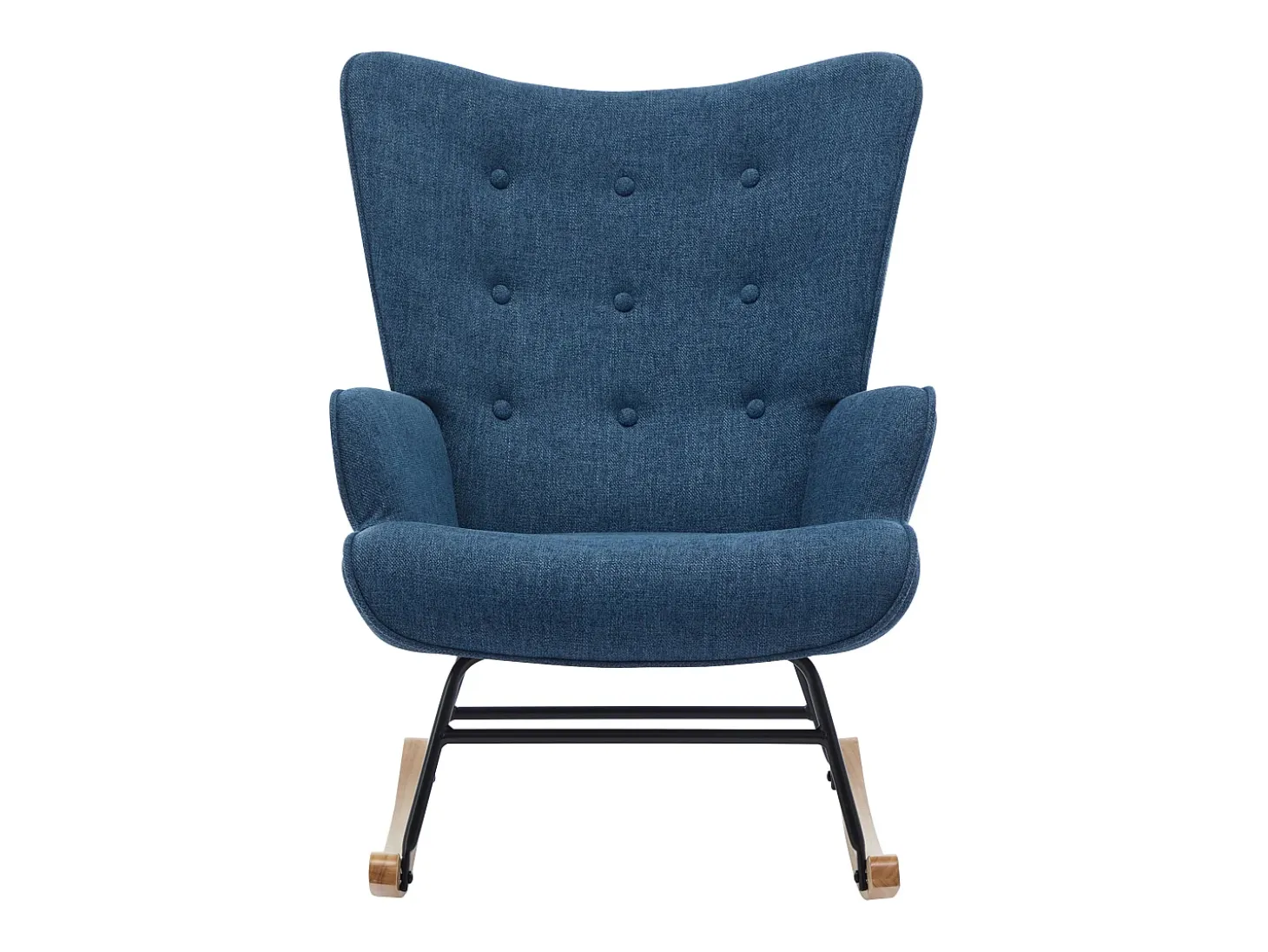 Sillón de tela azul jaspeado con base mecedora ELMINA