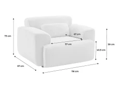 Sillón de tela borreguito con cojín incluido crema