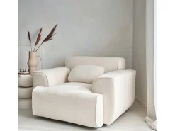 Sillón de tela borreguito con cojín incluido crema