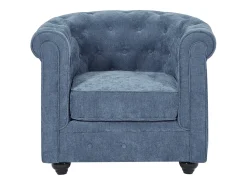 Sillón de tela color azul forma mítica CHESTERFIELD