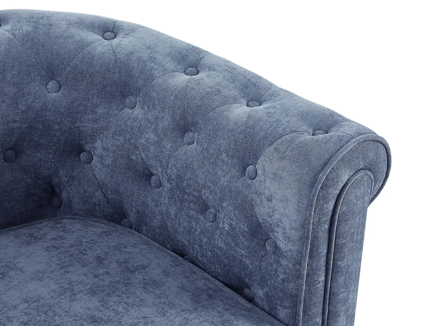 Sillón de tela color azul forma mítica CHESTERFIELD