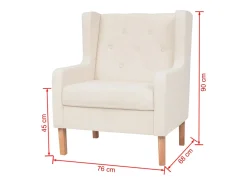 Sillón de tela color blanco crema