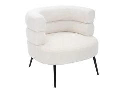 Sillón de tela con acabado rizado en color blanco CAMEDO