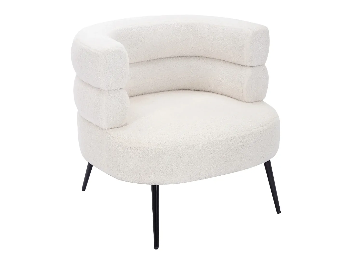 Sillón de tela con acabado rizado en color blanco CAMEDO