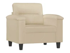 Sillón de tela de microfibra color crema 60 cm