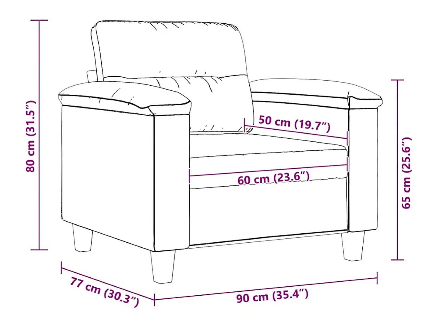 Sillón de tela de microfibra gris taupé 60 cm