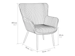 Sillón de tela efecto terciopelo verde con patas de metal antracita - MEGEVE