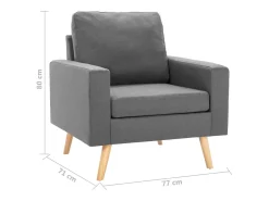 Sillón de tela gris claro