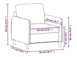 Sillón de tela gris claro 60 cm