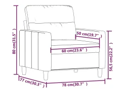 Sillón de tela gris oscuro 60 cm