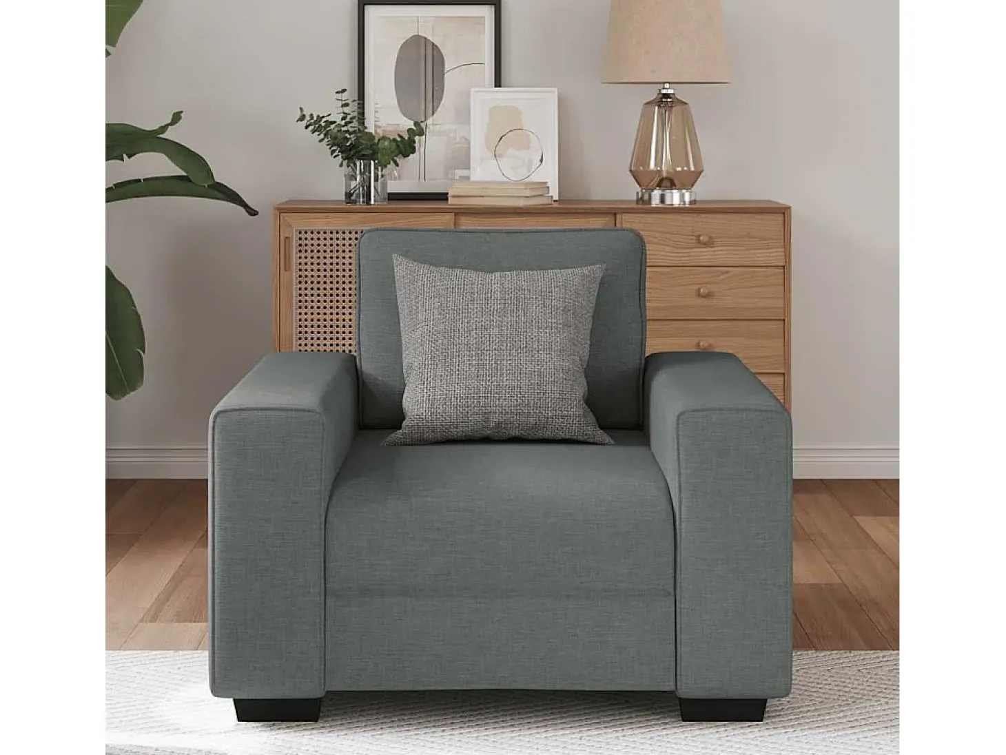 Sillón de tela gris oscuro 60 cm