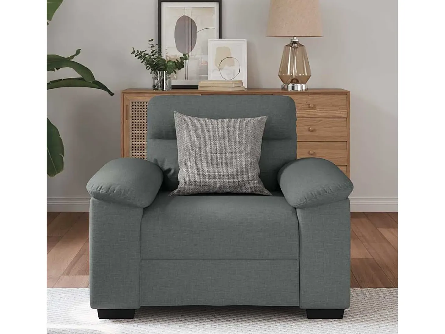 Sillón de tela gris oscuro 60 cm