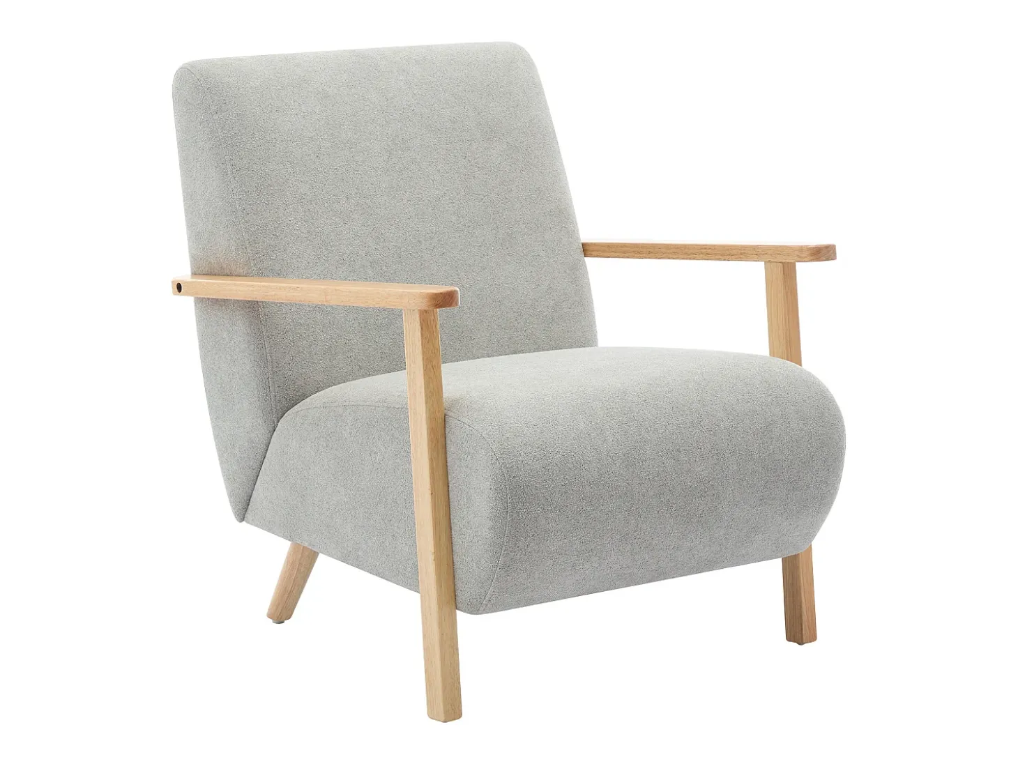Sillón de tela gris y madera estilo contemporáneo. JULOMO