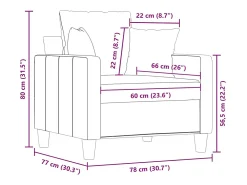 Sillón de tela marrón 60 cm