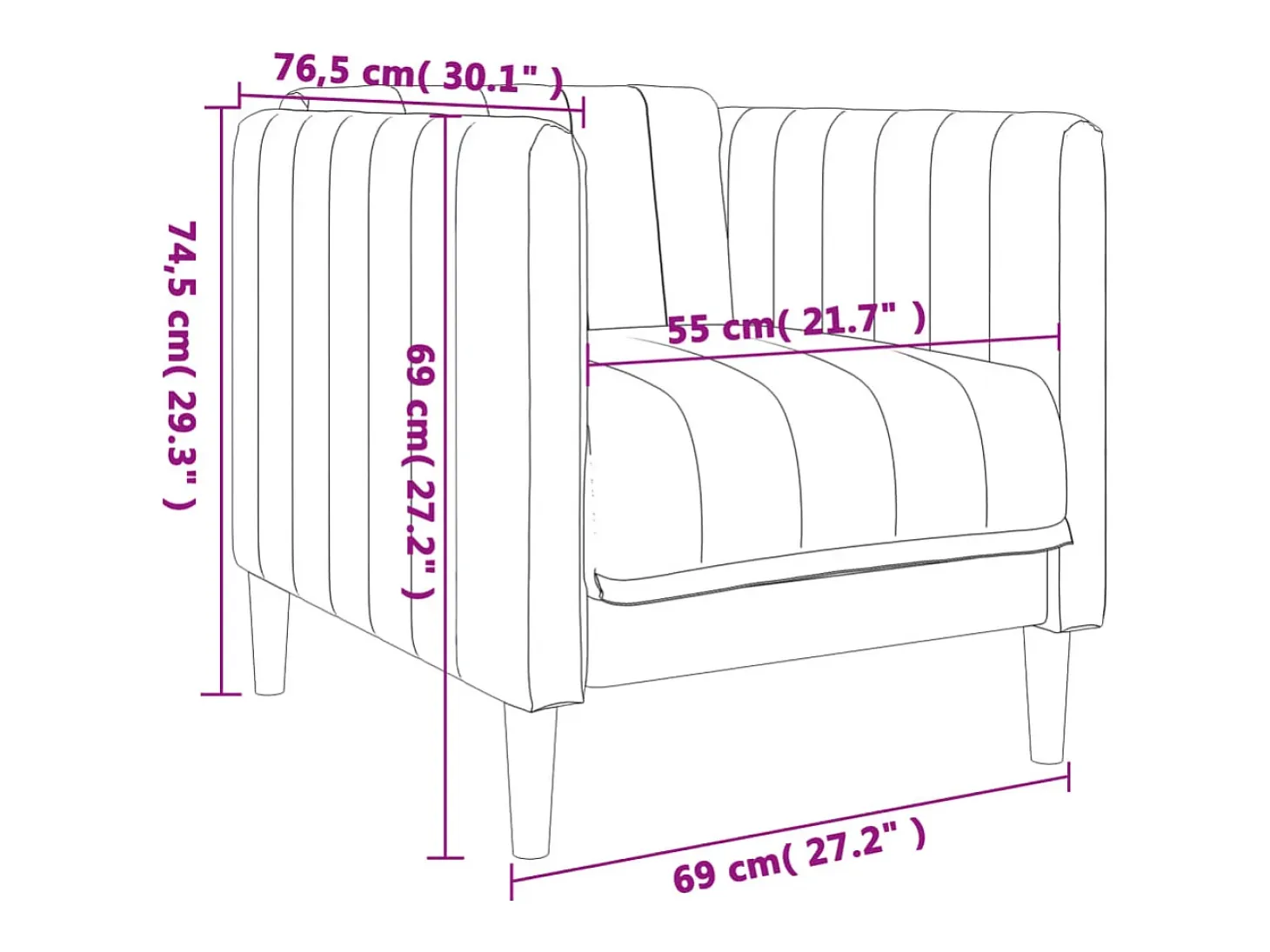 Sillón de tela marrón oscuro
