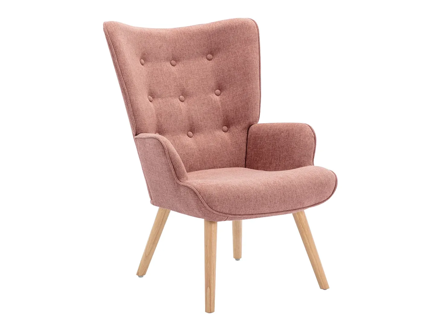 Sillón de tela rosa capitoné estilo escandinavo VATELY