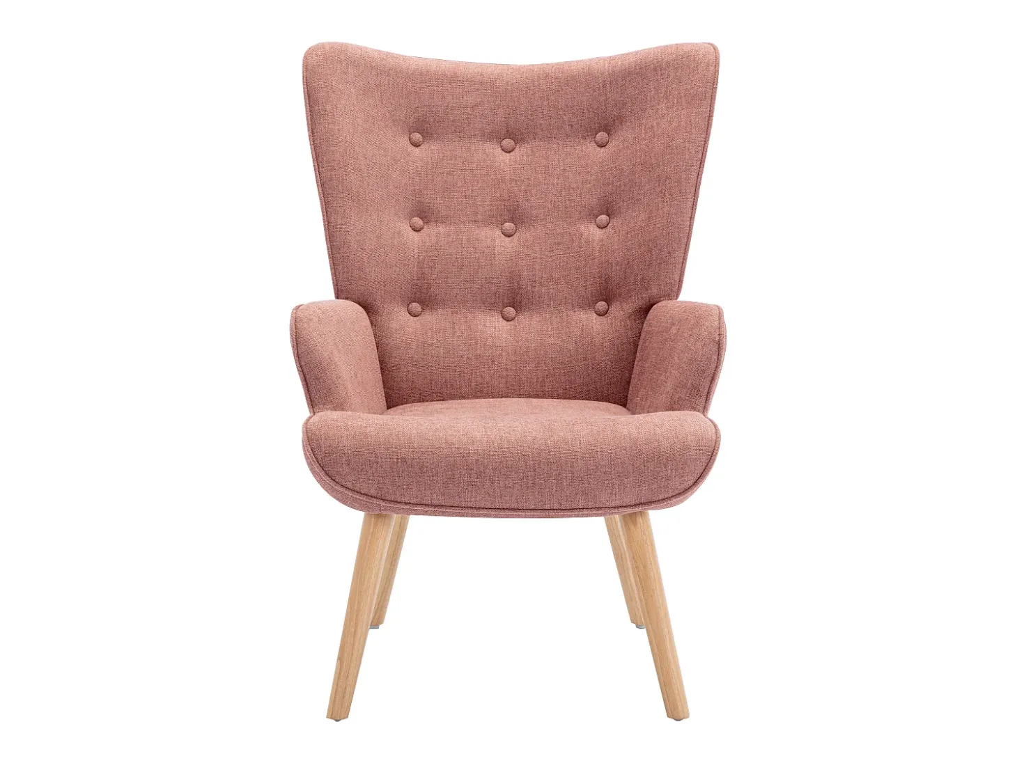 Sillón de tela rosa capitoné estilo escandinavo VATELY