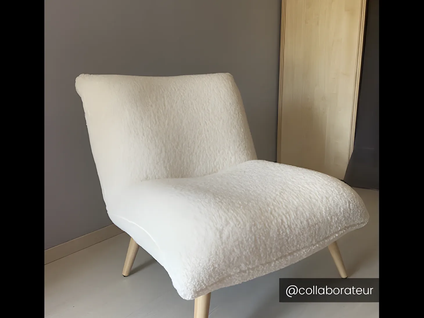 Sillón de tela sherpa con efecto piel de becerro PEPITA