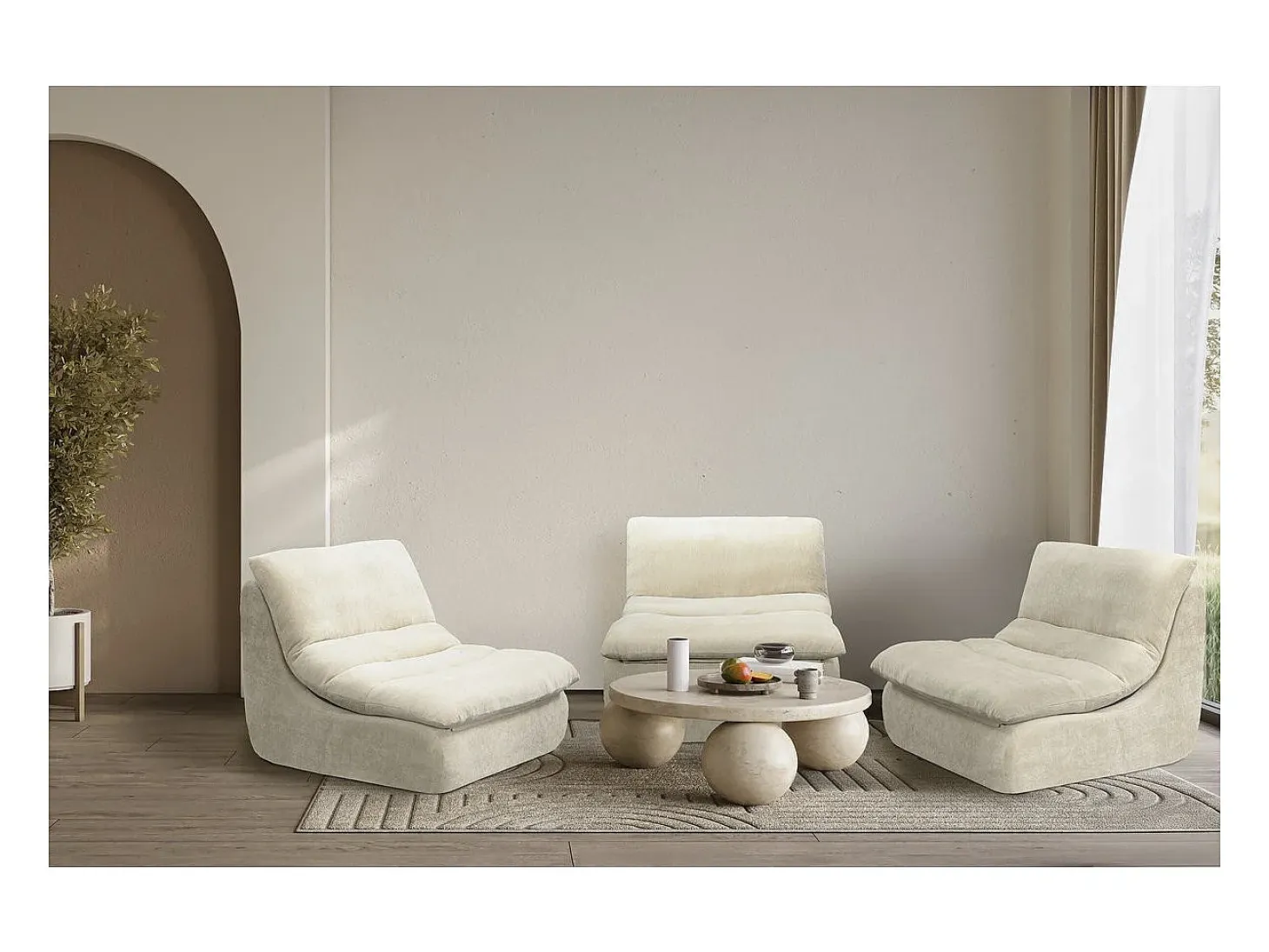 Sillón de tela texturizada <> - 81 x 96 x 75 cm - Beige