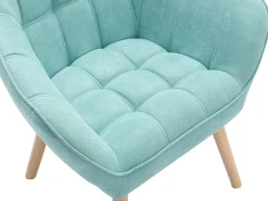 Sillón de tela verde agua acolchado. Estilo escandinavo. CASERTA